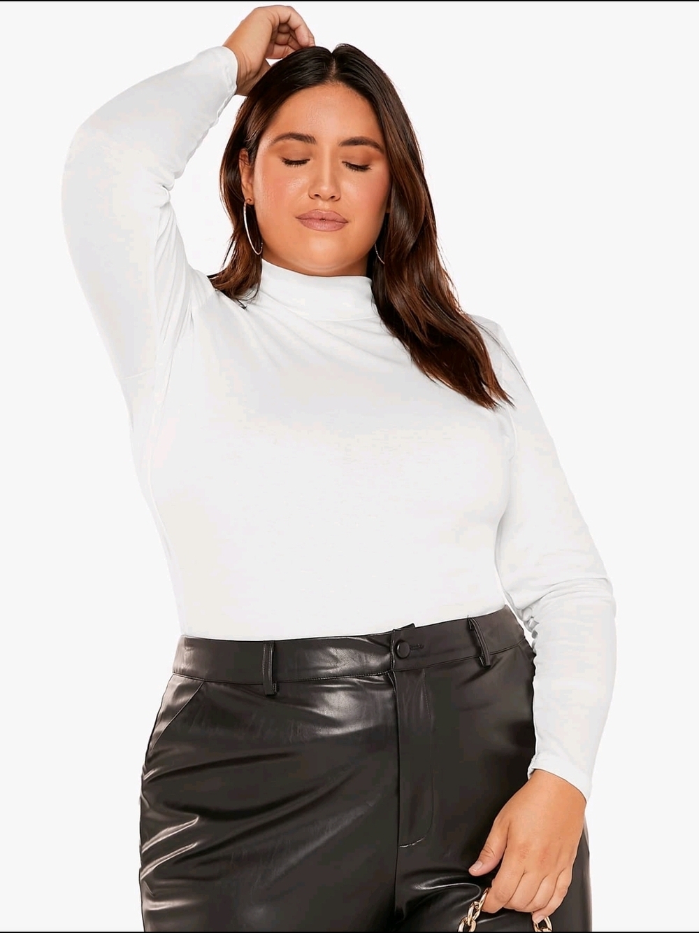 SHEIN White Long Sleeve Mock Neck Top